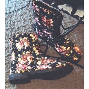 Floral Combat Booties